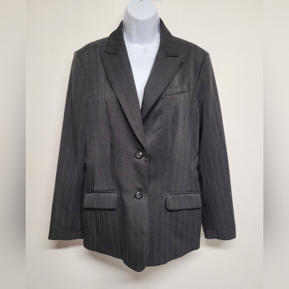 Style & Co Stretch 12 Pinstripe Blazer Office Business